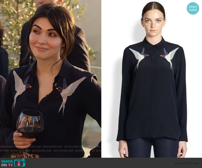 Swallow Embroidered Shirt by Stella McCartney worn by Cassidy Barrett (Daniella Pineda) on What/If