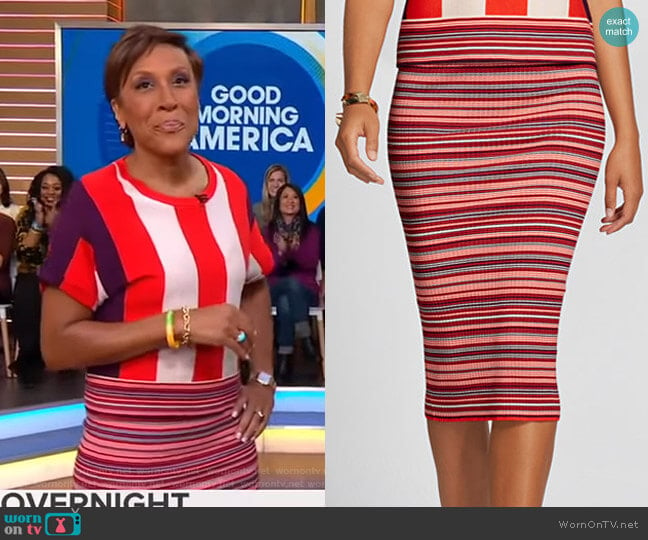 Stripe Sweater Skirt - Gabrielle Union Collection by New York & Company worn by Robin Roberts on Good Morning America