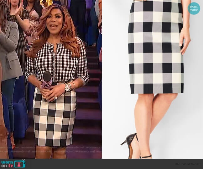 Twill Gingham Pencil Skirt by Talbots worn by Wendy Williams on The Wendy Williams Show