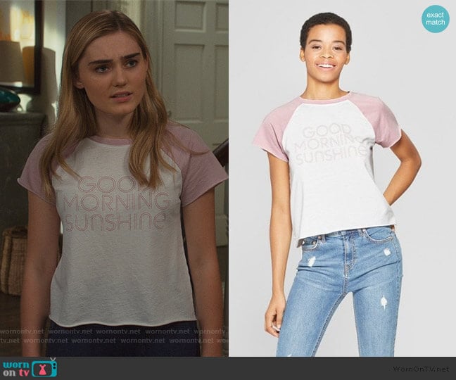 Good Morning Sunshine Graphic T-Shirt by Target worn by Taylor Otto (Meg Donnelly) on American Housewife