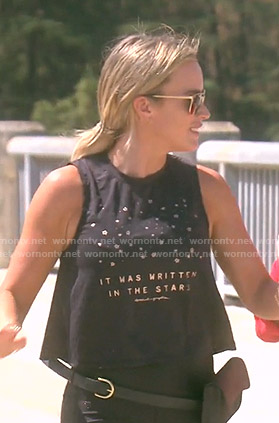 Teddi's black IT WAS WRITTEN IN THE STARS top on The Real Housewives of Beverly Hills