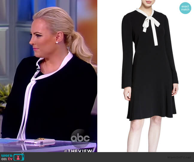 Tie-Neck Crepe Dress with Pearly Trim by Rickie Freeman for Teri Jon worn by Meghan McCain on The View