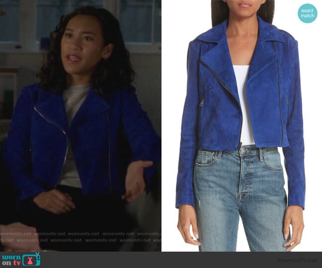 WornOnTV: Caitlin’s blue suede moto jacket on Pretty Little Liars The ...