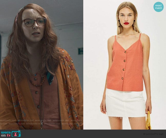 Button Down Cami Top by Topshop worn by Villanelle (Jodie Comer) on Killing Eve