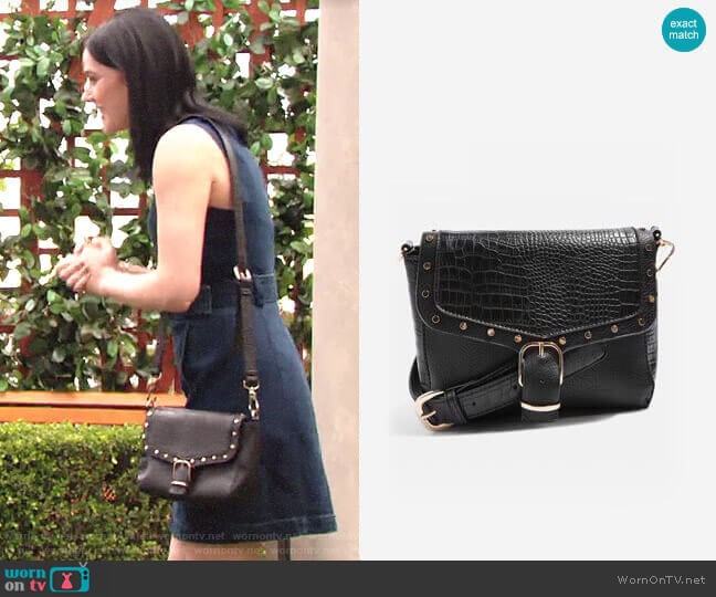 Topshop Romeo Crocodile Effect Cross Body Bag worn by Tessa Porter (Cait Fairbanks) on The Young and the Restless