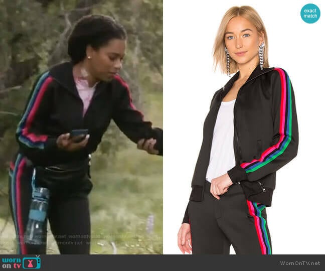 Track Jacket With Rainbow Stripes by Pam and Gela worn by Maggie Pierce (Kelly McCreary) on Greys Anatomy