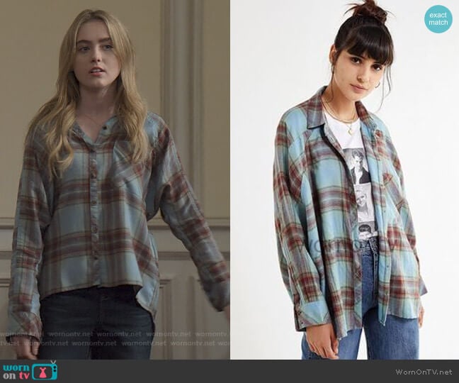 Brendan Drapey Flannel Button-Down Shirt by Urban Outfitters worn by Allie Pressman (Kathryn Newton) on The Society