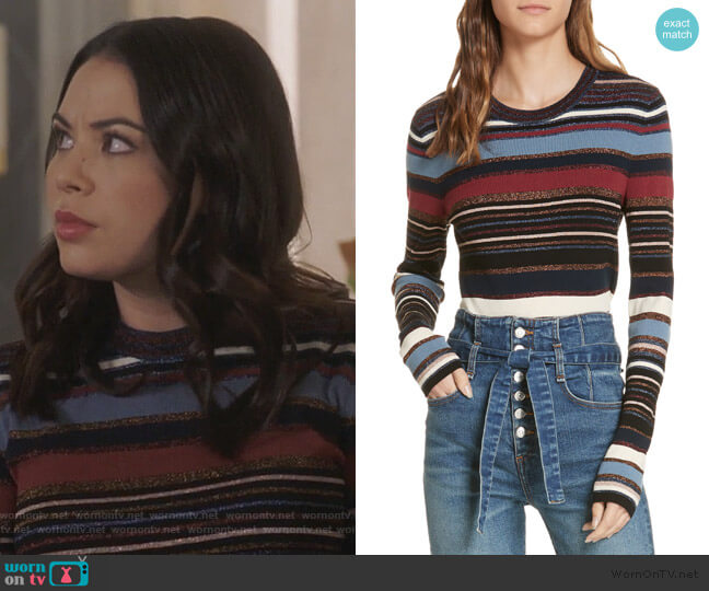 Palmas Sweater by Veronica Beard worn by Mona Vanderwaal (Janel Parrish) on PLL The Perfectionists