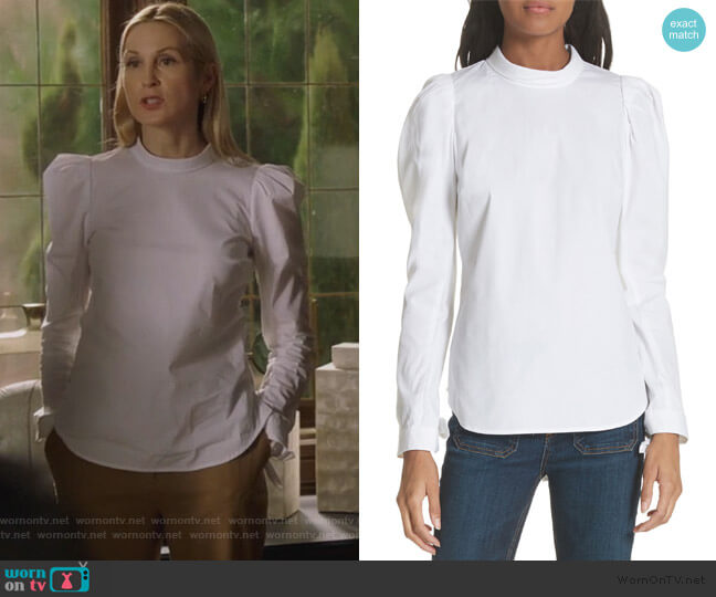 Isabel Puff Sleeve Shirt by Veronica Beard worn by Clair Hotchkiss (Kelly Rutherford) on Pretty Little Liars The Perfectionists