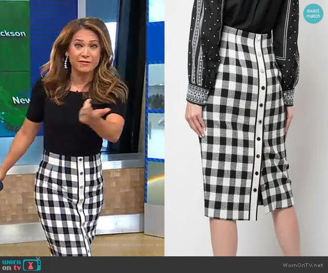 WornOnTV: Ginger’s black and white check skirt on Good Morning America ...