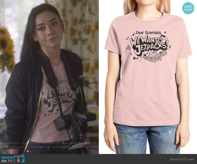 We Want Jetpacks Tee by Pawel Kania at Threadless worn by Ella Lopez (Aimee Garcia) on Lucifer