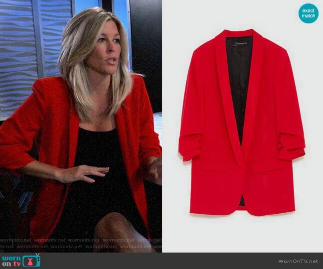 Zara Crepe Blazer worn by Carly Spencer (Laura Wright) on General Hospital