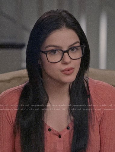 Alex's coral henley top on Modern Family