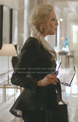 Alexis's black contrast peplum jacket on Dynasty