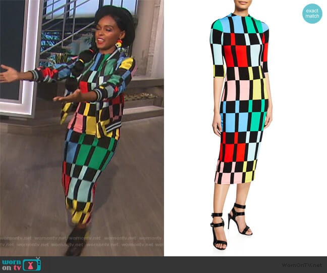 Delora Geometric Print Midi Dress by Alice + Olivia worn by Janelle Monae on The Talk