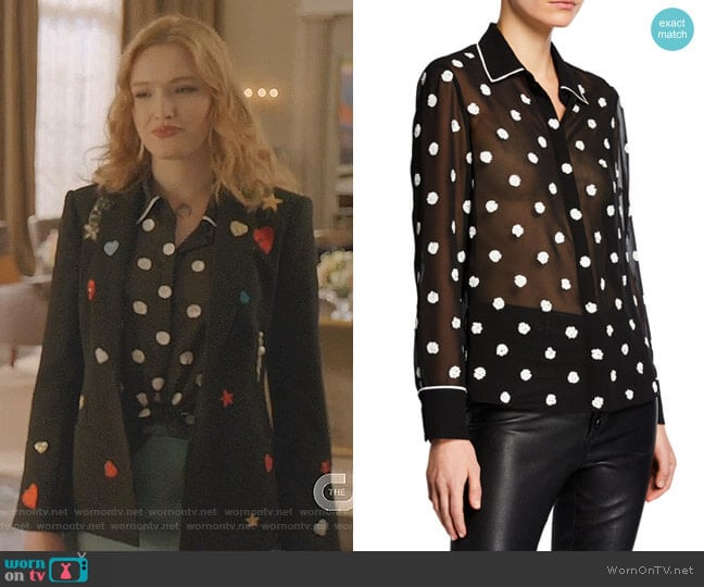 Vina Top by Alice + Olivia worn by Kirby Anders (Maddison Brown) on Dynasty