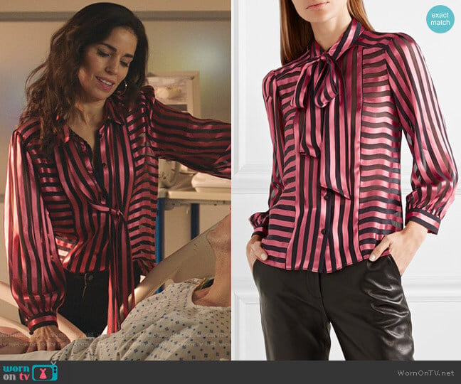 Susan’s pink striped blouse on Whiskey Cavalier