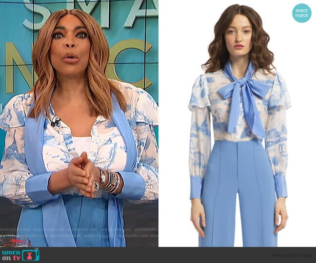 Talulah Ruffle Sleeve Blouse by Alice + Olivia worn by Wendy Williams on The Wendy Williams Show