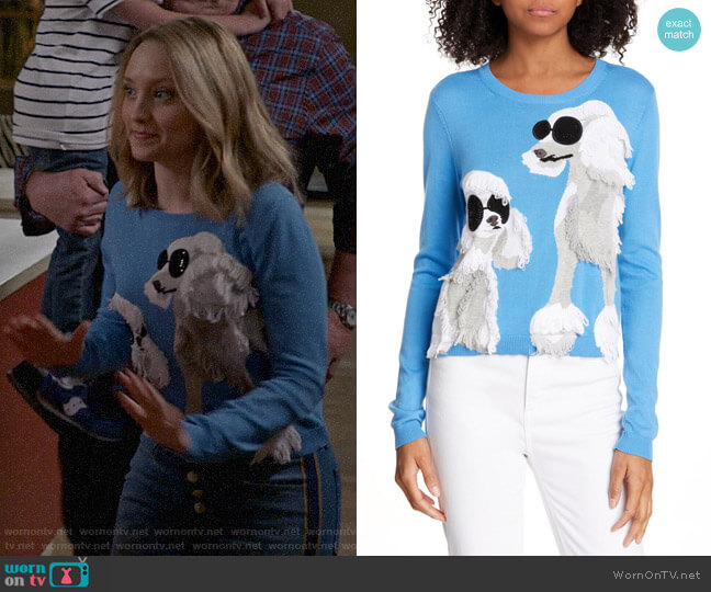 Alice + Olivia Connie Dog Sweater worn by Sherry on Modern Family