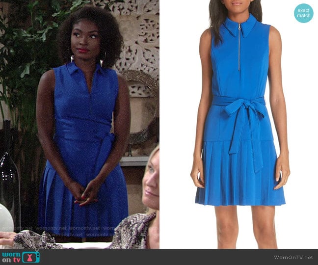 Alice + Olivia Yoko Zip Front Pleated Dress worn by Ana Hamilton (Loren Lott) on The Young and the Restless