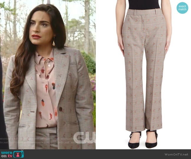 Alder Floral Check Trousers by Altuzarra worn by Cristal Jennings (Daniella Alonso) on Dynasty