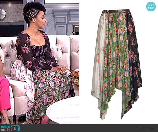 Mica Floral Print Asymmetrical Skirt by Amur worn by Tamera Mowry on The Real