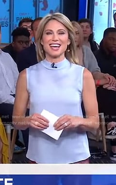 Amy’s pastel blue sleeveless top on Good Morning America