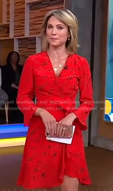 Amy’s red printed wrap dress on Good Morning America