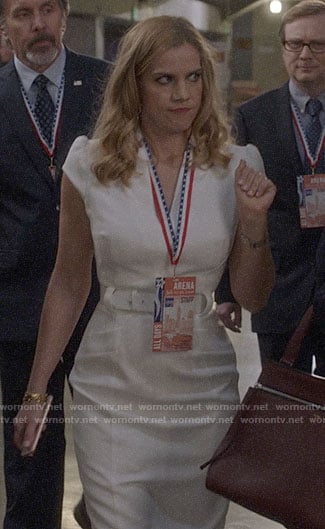 Amy’s white belted dress on Veep