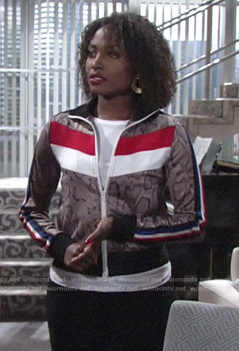 Ana's snake print track jacket on The Young and the Restless