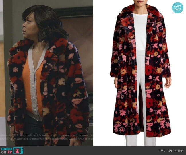 Open-Front Faux Fur Coat by Anna Sui worn by Cookie Lyon (Taraji P. Henson) on Empire