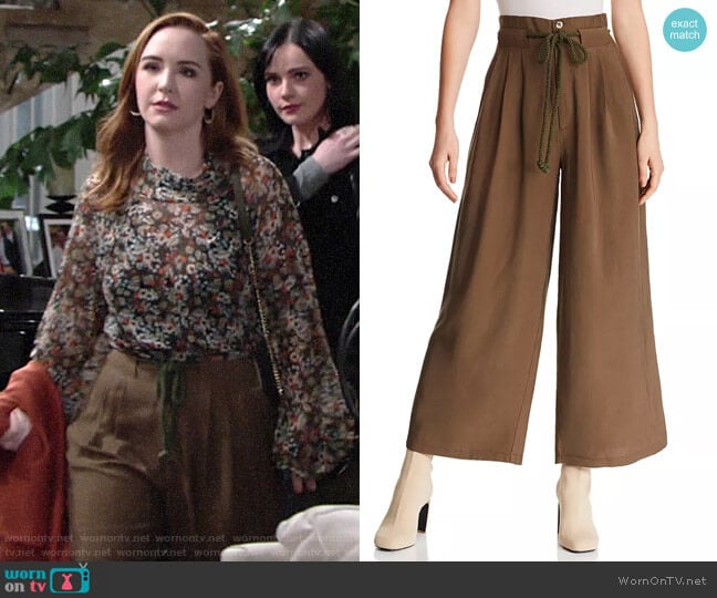 Aqua Pleated Wide-Leg Pants worn by Mariah Copeland (Camryn Grimes) on The Young and the Restless