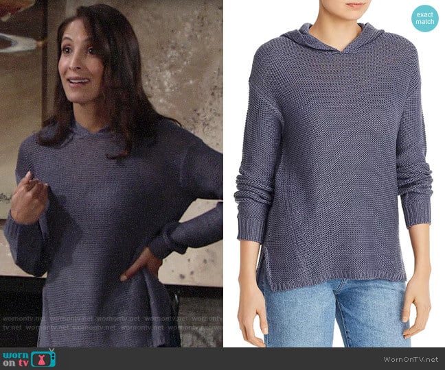 Aqua High/Low Hooded Sweater worn by Lily Winters (Christel Khalil) on The Young and the Restless