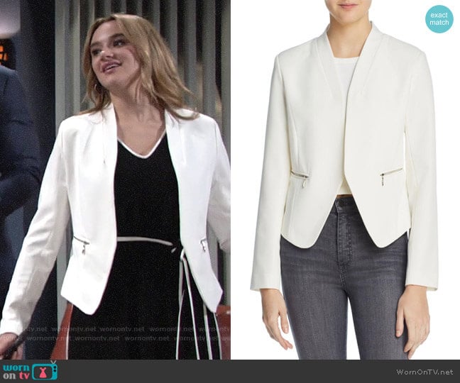 Aqua Zip Pocket Blazer worn by Summer Newman (Hunter King) on The Young and the Restless