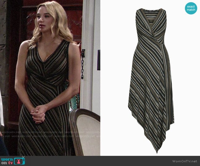 Bcbgmaxazria Asymmetrical Faux-Wrap Dress worn by Summer Newman (Hunter King) on The Young and the Restless