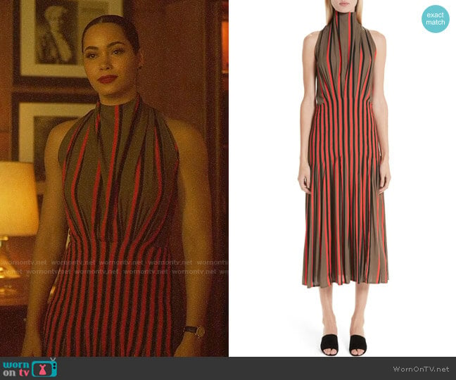 Beaufille Stripe High Neck Dress worn by Macy Vaughn (Madeleine Mantock) on Charmed