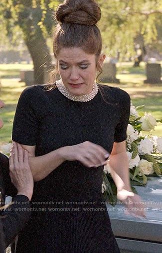 Beth's black dress with pearl neckline on Veep