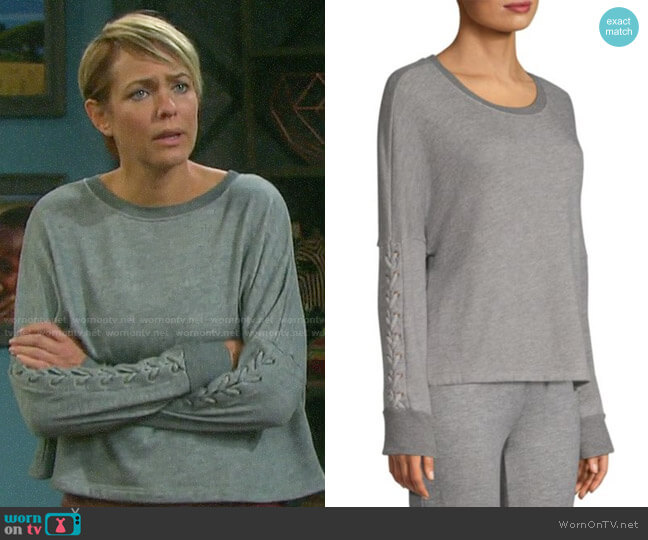 Beyond Yoga Lasso Pullover worn by Nicole Walker (Arianne Zucker) on Days of our Lives