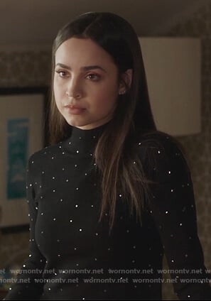 Ava’s black embellished top on Pretty Little Liars The Perfectionists