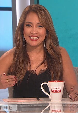 Carrie’s black lace trim cami on The Talk