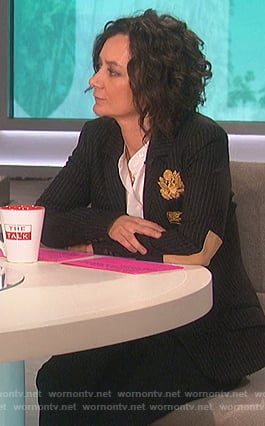 Sara’s black pinstripe blazer on The Talk