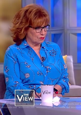 Joy’s blue anchor print blouse on The View