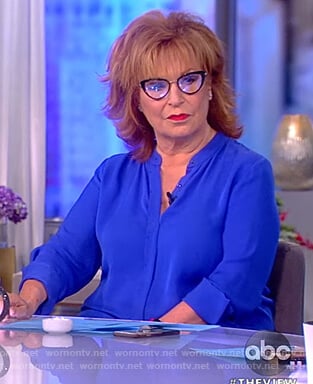 Joy’s blue asymmetric blouse on The View