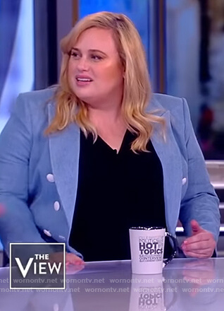 Rebel Wilson’s blue double breasted blazer on The View