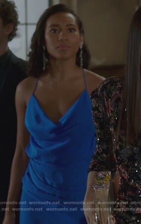 Caitlin's blue asymmetric dress on Pretty Little Liars The Perfectionists