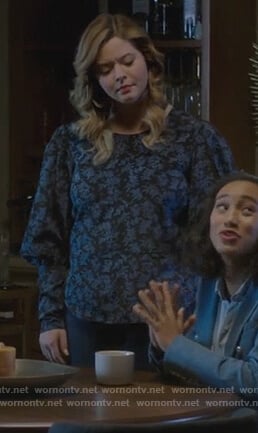 Ali's floral puff sleeve top on Pretty Little Liars The Perfectionists