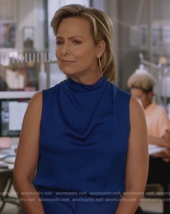 Jacqueline's blue sleeveless top on The Bold Type