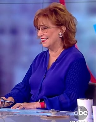 Joy’s blue smocked sleeve blouse on The View