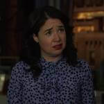 Marissa’s blue star print tie neck blouse on The Good Fight