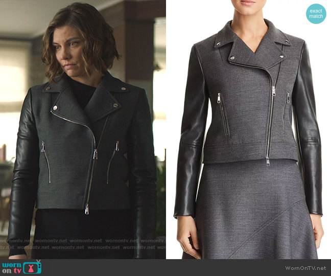 Judelina Moto Jacket by Boss  worn by Frankie Trowbridge (Lauren Cohan) on Whiskey Cavalier